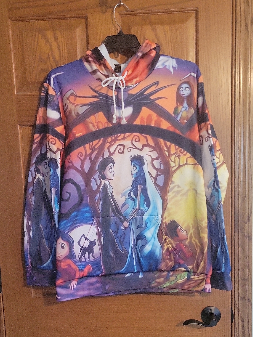 Colorful Tim Burton Inspired Graphic Hoodie - Multi